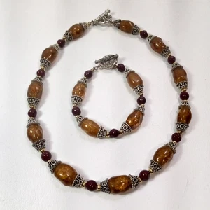 Conjunto de collar pulsera ámbar craquelado de 19" y 8" a juego diseños Premier - Imagen 1 de 12