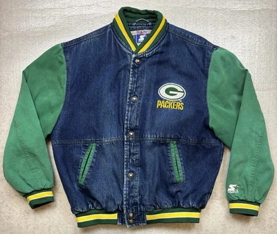 Chaqueta Starter Green Bay Packers NFL Deportes Denim Algodón Talla Pequeña De Colección Foto 1 de 4