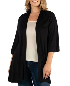 24seven Comfort Apparel Women's Plus Size Open Front Cardigan (Black, 2X) - Picture 1 of 3
