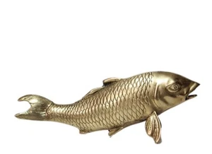 ANTIKE CHINESISCHE MESSING KOI 10" FISCHBÜRSTE GOOD FORTUNE FENG SHUI Skulptur SCHÖN - Bild 1 von 9