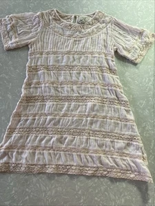 Girls PEEK Dress ~ Size XLarge / 10 Pink Cotton Crochet - Picture 1 of 12