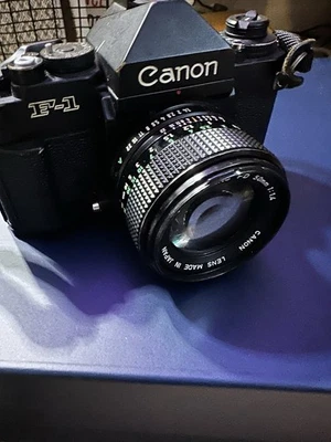 Canon F1 Camera With 50mm 1.4 US Navy Lens Think Tank Strap And Lens Cap - Image 1 of 4