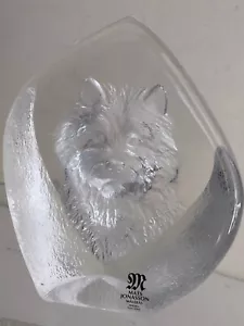 Mats Jonasson Swedish Art Glass 'Wolf' Paperweight / Sculpture signed 3699 - Picture 1 of 3