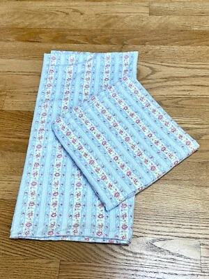 PAR de fundas de almohada Ralph Lauren KING a rayas florales CLAIRE rosa azul FRANELA RARAS Foto 1 de 4