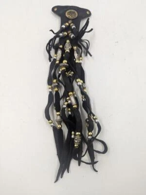 Hawg-Tyd Cuero Negro Motocicleta Corbata Envoltura Pasador Plata/Dorado Cuentas Foto 1 de 4