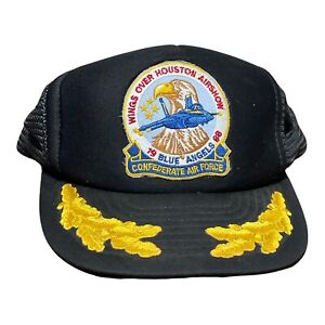 Confederate AIR FORCE Wings Over Houston Air Show Black Hat 1988 VTG Blue Angels