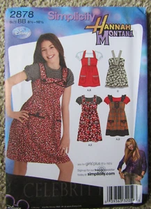 Vestido/Jumper Simplicity Hannah Montana Patrón 2878 Niñas Plus+ Talla 8 1/2-16 1/2 - Imagen 1 de 7