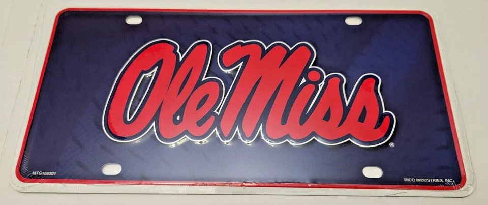 Placa de licença de metal Ole Miss Rebels NCAA marinha - Imagem 1 de 1