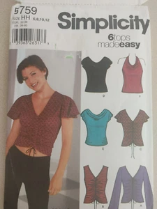 Simplicity Sewing Pattern 5759 Misses' Y2K Knit Tops Sizes 6 8 10 12 - Picture 1 of 2