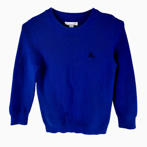 Burberry Size 8Y 128cm Boys Knit Sweater Blue Crewneck Cotton Kids Pullover Top