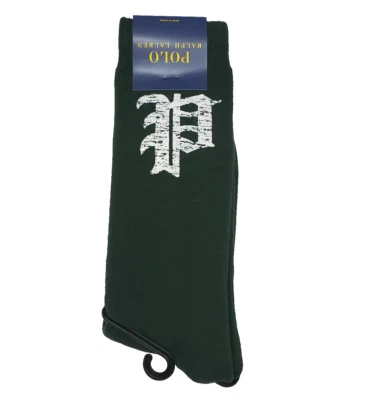 Polo Ralph Lauren Hombres Calcetines Mezcla Algodón Gráfico Grande P Polo Verde Talla 6-12 Foto 1 de 3