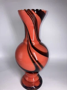 Carlo Morotti Vintage Glass Vase Orange Blue Black Opaline Glass No Chips - Picture 1 of 16