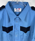 Flying Cross Premier Uniform Shirt Blue 4XL Mens Police Short Sleeve Zipper USA