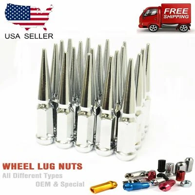 24 PIEZAS TUERCAS DE CLAVO 12X1,5 CROMO 4,5" + LLAVE SE ADAPTA A CHEVY/JEEP Foto 1 de 2