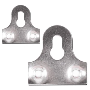 CHROME SLOTTED GLASS/MIRROR HANGING PLATES Flat Picture Frame Hanger Brackets - Picture 1 of 2