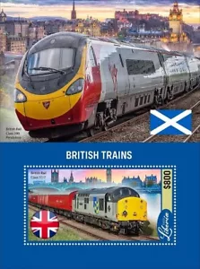BRITISH RAIL TRAINS BR Class 37 & 390 Pendolino Train Stamp Sheet (2022 Liberia) - Picture 1 of 1