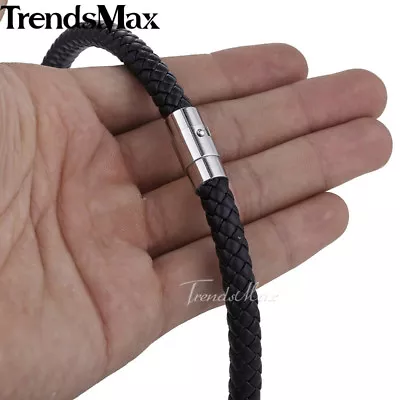 Collar de cadena de cuero hecho por el hombre 16-24" HOMBRE MUJER 4/6/8mm negro marrón cuerda trenzada Foto 1 de 4