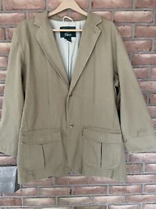 Orvis Men’s Sport Coat Khaki Blazer Jacket  Size Large 2 pockets 100% Cotton.EUC