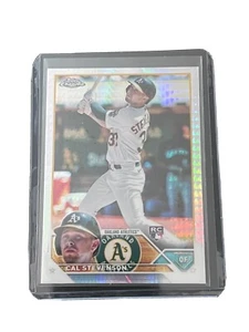 2023 Topps Chrome Cal Stevenson #199 Prism Refractor RC Oakland Athletics - Picture 1 of 3