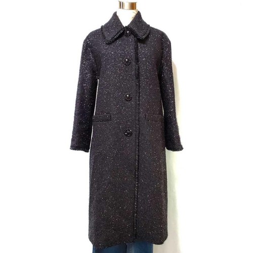 Cappotto lungo nero Kate Spade New York taglia 0 glitter lana poliestere dal Giappone