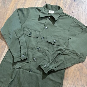 Vintage US Military Shirt Mens M Green Utility Button Up Army Surplus OG 507 80s - Picture 1 of 9