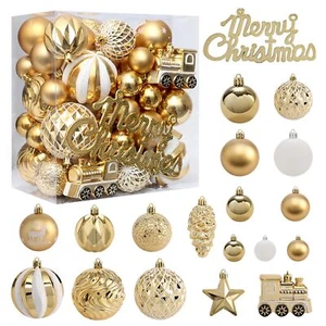 Christmas Balls 65pcs, Christmas Ornaments Set for Xmas Tree Holiday Party Decor - Picture 1 of 29
