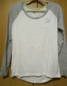 NWT PUMA Womens Long Sleeve Tee - White-Light Gray Heather Size Large - $35 - Picture 1 of 6