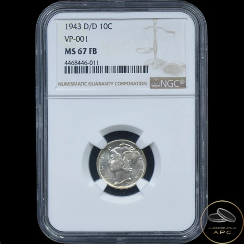 1943 D/D Mercury Dime VP-001 NGC MS67FB 10C Cover