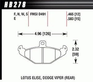 Hawk HB278S.465 HT-10 PADS Lotus Elise Rear - Picture 1 of 5
