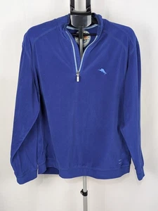 Tommy Bahama Men's Size Large Pullover Sweater Quarter Zip Fleece Blue - Picture 1 of 12