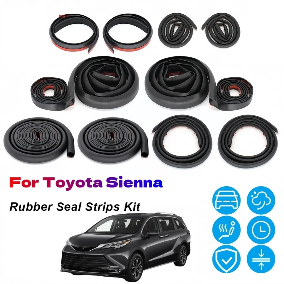 Door Rubber Seal Strips Weather Draft Wind Noise Reduction k For Toyota Sienna - Imagem 1 de 4