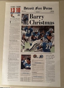 1997 Detroit Free Press Barry Christmas Poster Barry Sanders 2053 Yards 16"x24" - Picture 1 of 5