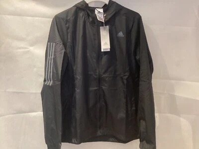 ADIDAS OWN THE RUN HOODED LIGHTWEIGHT JACKET BNWT  SIZE 16-18 LARGE BLACK  T17 - Image 1 of 4