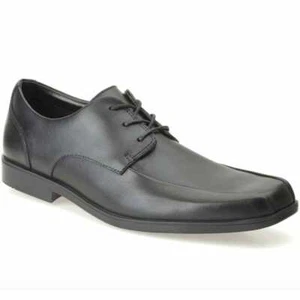 Clarks HOXTON CHAP Black Leather School Older Boys Shoes_Various Sizes - Picture 1 of 6