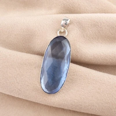 Gift For Her 925 Sterling Silver Tanzanite Gemstone Indian Jewelry Pendant - Image 1 of 4