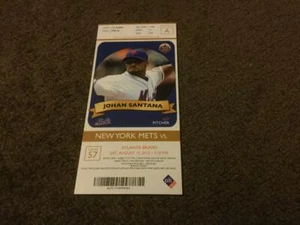 METS ~ TALÓN DE BOLETO 2012 8/11/12 VS BRAVOS ~ CUBIERTA: Johan Santana - Imagen 1 de 1