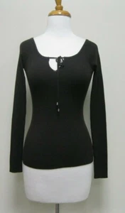 COLECCIÓN MICHAEL KORS Suéter Top Marrón Acanalado Corbata Frontal XS, GRAN OFERTA - Imagen 1 de 5