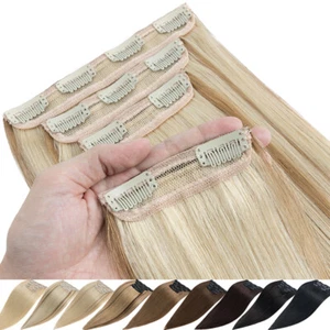 LIQUIDACIÓN Clip en Extensiones de Cabello Humano 4 Piezas Doble Dibujado Cabeza Completa Gruesa Remy - Imagen 1 de 30