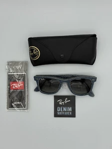 Ray-Ban DENIM WAYFARER RB2140 1163/71. 50/22 Sunglasses BLUE VERY RARE - Picture 1 of 16