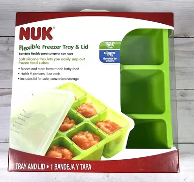 NUK гибкий морозильник лоток с крышкой мягкий силиконовый зеленый 9 порций детского питания новый - Изображение 1 из 4