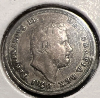 ITALIAN STATES FERDINANDO  II NAPLES. 10 GRANA 1840 0.833 Silver. RARE XF - Image 1 of 2