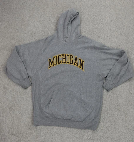 Michigan Wolverines Hoodie Steve & Barry's Adult XL Gray Fleece Pullover Men's Cover