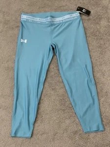 Under Armour Cropped Ankle Tights Pant Girls Size XL NWT Heatgear Youth Teal - Picture 1 of 20