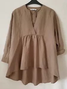 Zara 100% Leinen Linen Tunika EUR M DE 38/40 Taupe Bluse NEU NEW Shirt Hemd TOP - Bild 1 von 15
