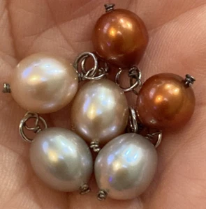 Jewelry Charms Pendant REAL pearl Lot of 6 Earrings Necklaces sterling silver - Picture 1 of 7