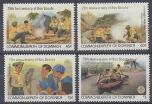 DOMINICA 1982 75TH ANNIV OF SCOUTS SET (4) UHM CAMPING BOATING (ID:779/D21482) - Picture 1 of 1