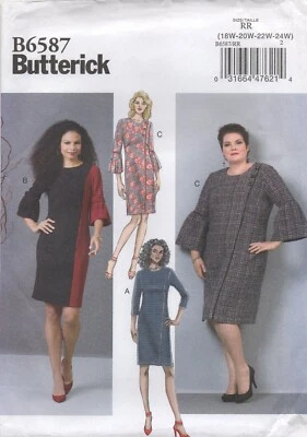 Butterick Sewing Pattern 6587 EASY Dress with Asymmetric Front Size 8-24W New - Image 1 of 4