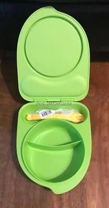 TUPPERWARE LUNCH BABY TODDLER FEEDING SET BOWL FORK SPOON LIME GREEN - Picture 1 of 3