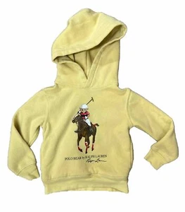 Ralph Lauren Kid’s Polo Bear 3T Sweatshirt Yellow Hoodie Pockets - Picture 1 of 9