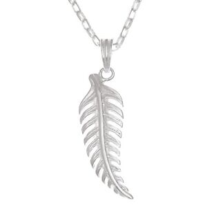Sterling Silver Feather Fern Pendant with 18" Chain & Box
